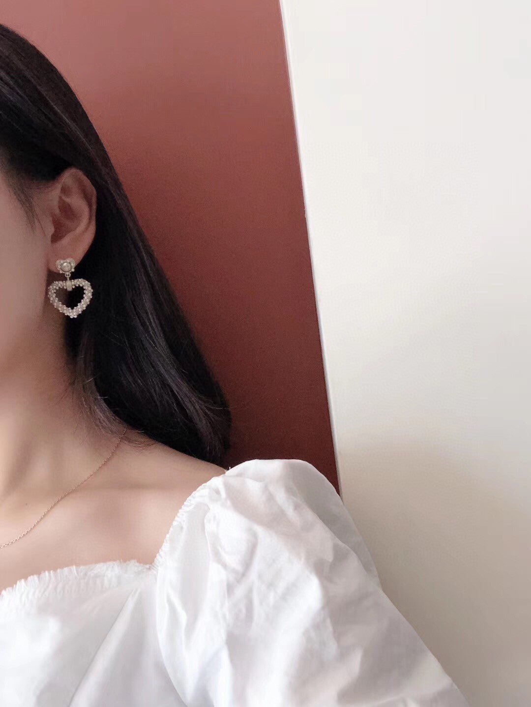 Letter Pearl-Detail Stud Earrings – Pearl Detail – Design 002 styled product view