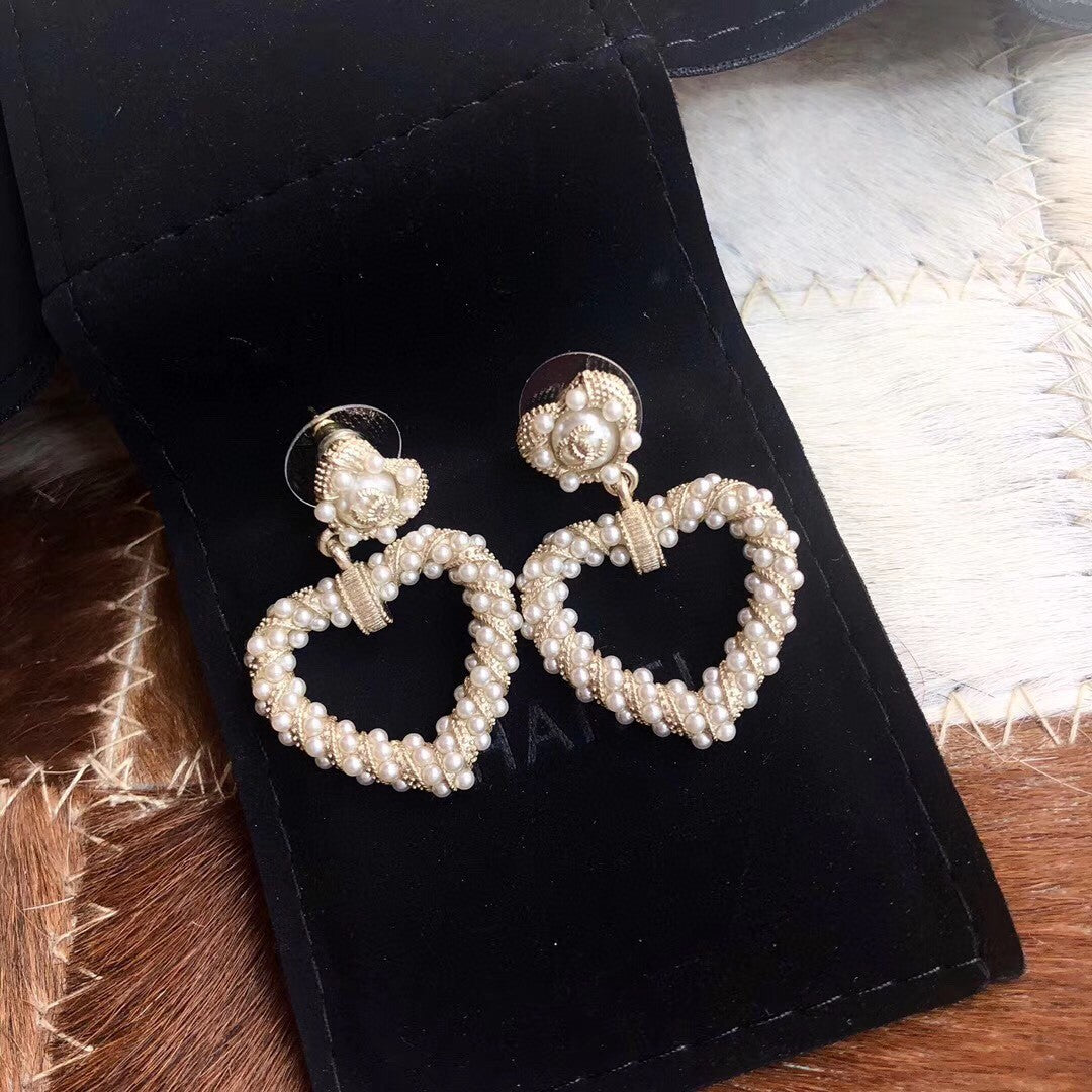 Letter Pearl-Detail Stud Earrings – Pearl Detail – Design 002 front product view