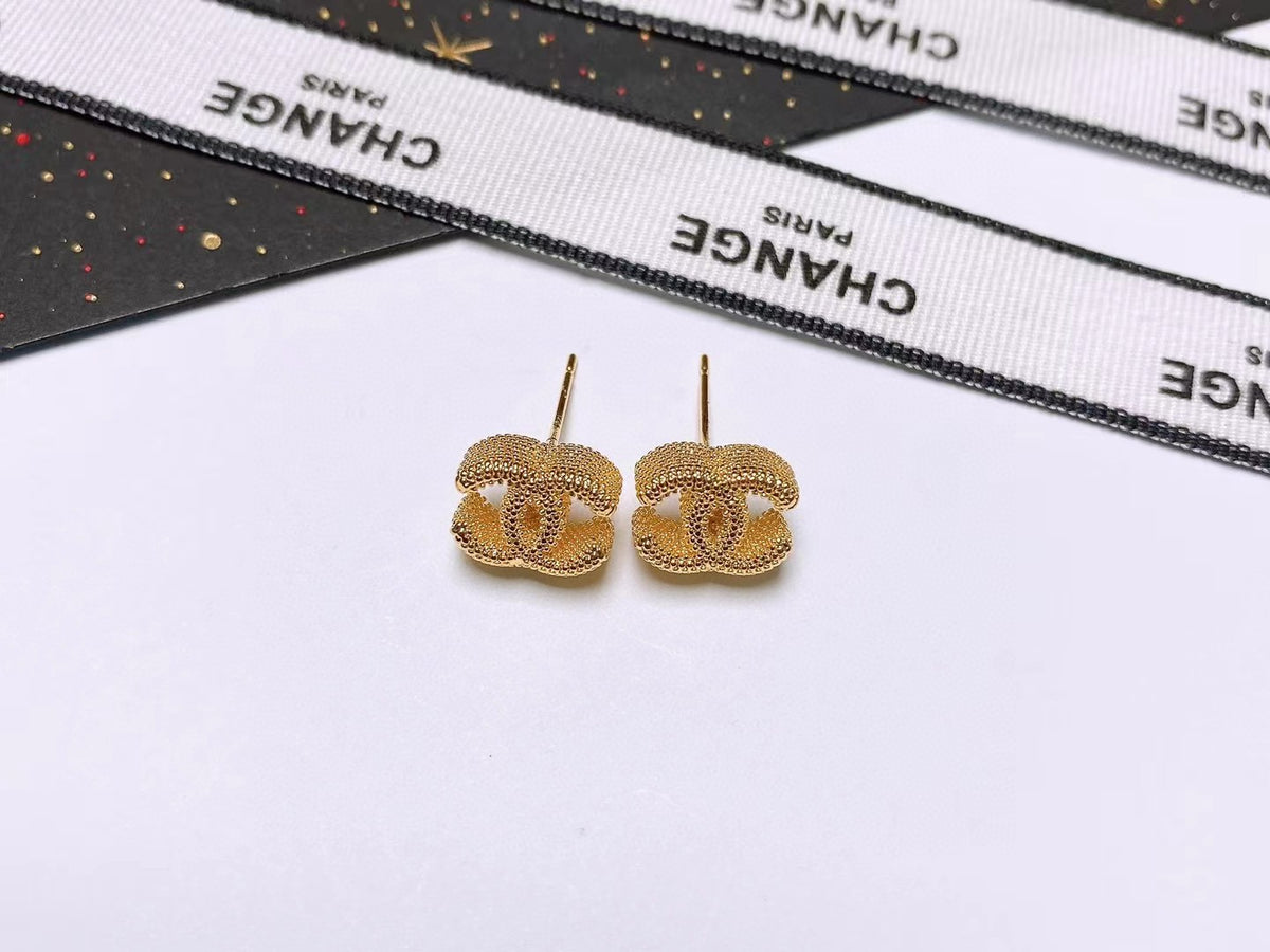 Signature Emblem Stud Earrings in Polished Metal-Tone – Design 110 styled product view