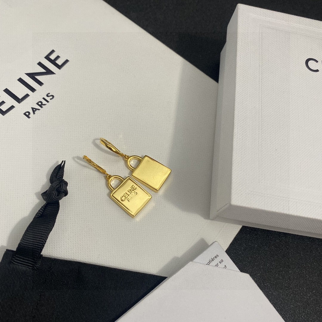 Signature Emblem Stud Earrings in Polished Metal-Tone – Design 01 detail view