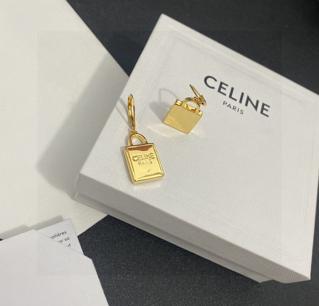 Signature Emblem Stud Earrings in Polished Metal-Tone – Design 01 side detail