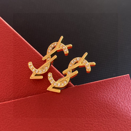 Geometric Emblem Statement Earrings in Gold-Tone – Vintage Detail main product view