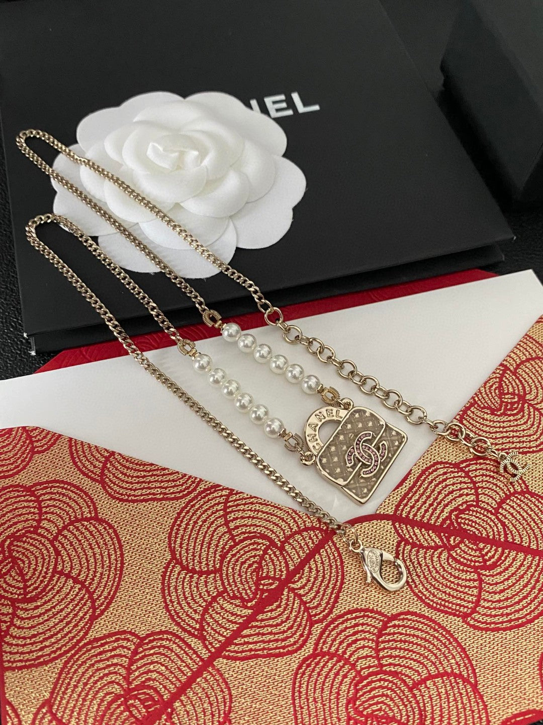 Letter Pendant Necklace in Polished Metal-Tone – Design 003 front product view