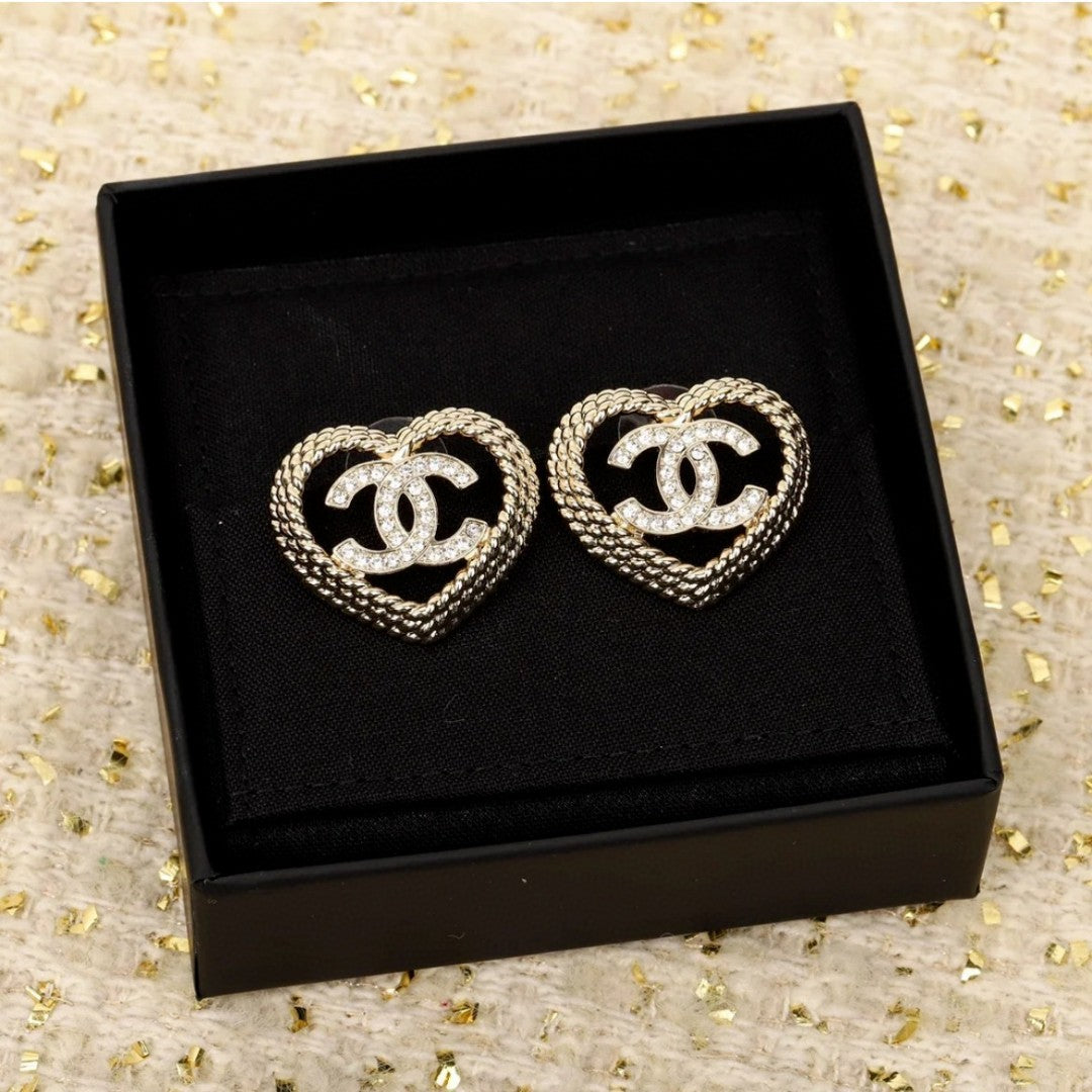Letter Stud Earrings in Polished Metal-Tone – Design 004 styled product view