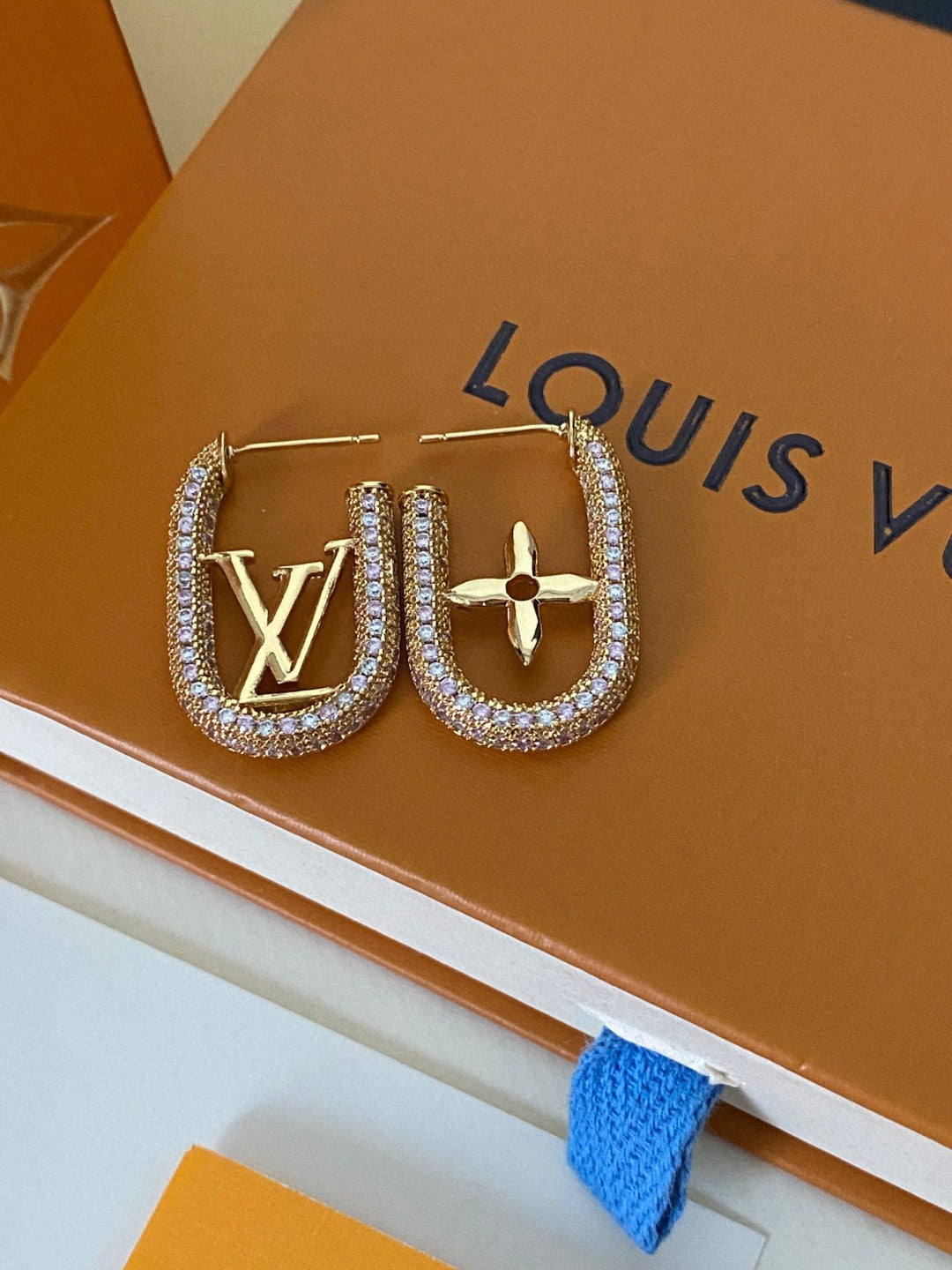Geometric Emblem Stud Earrings in Gold-Tone – Design 016 main product view