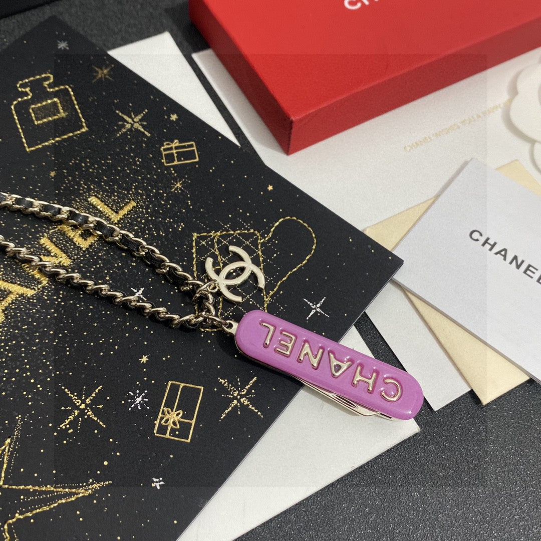 Double-C Emblem Pendant Necklace in Gold-Tone – Design 024 main product view