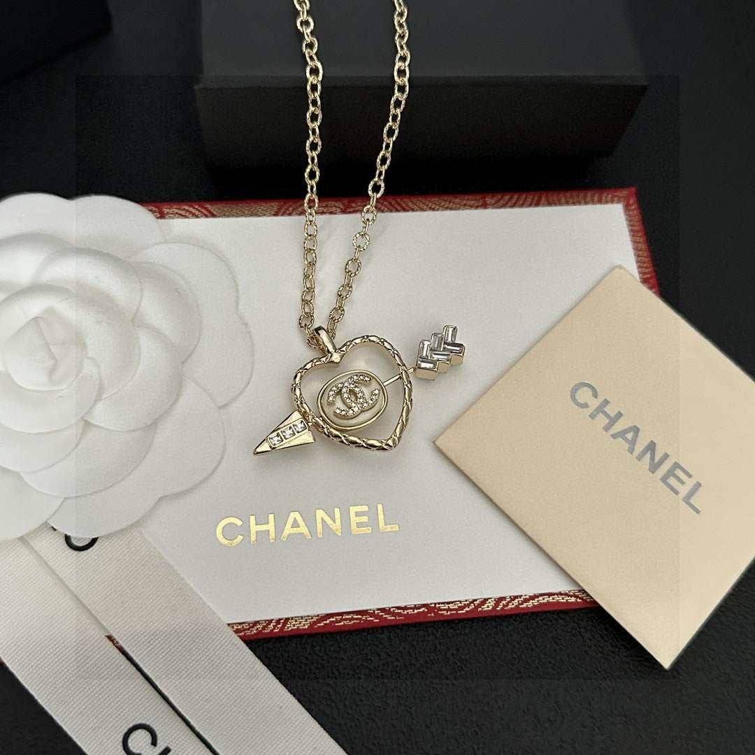 Letter Pendant Necklace in Polished Metal-Tone – Design 023 front product view