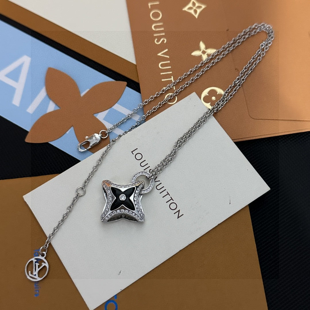 Geometric Emblem Pendant Necklace in Gold-Tone – Design 072 detail view