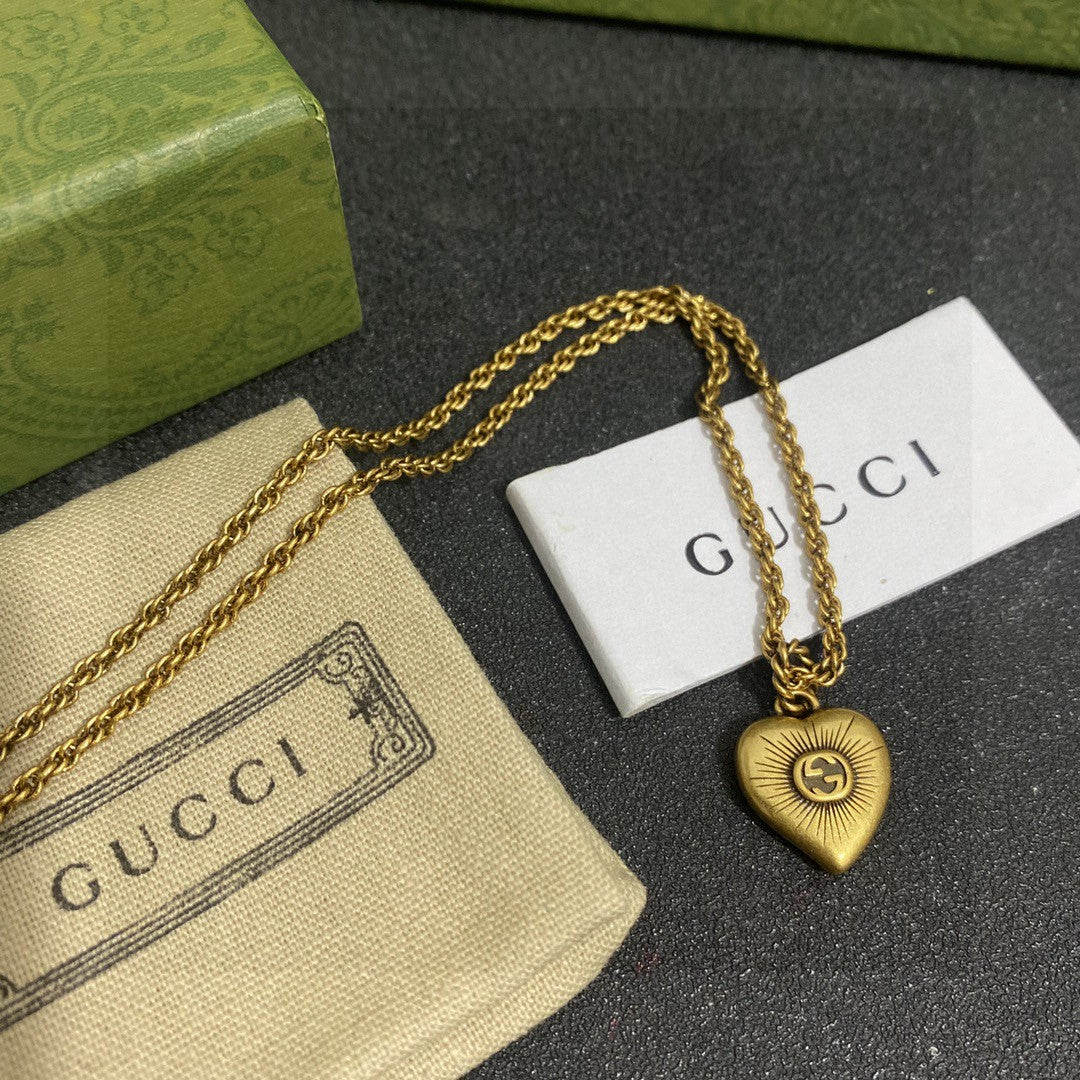 Geometric Emblem Pendant Necklace in Polished Metal-Tone – Vintage Detail – Design 005 detail view