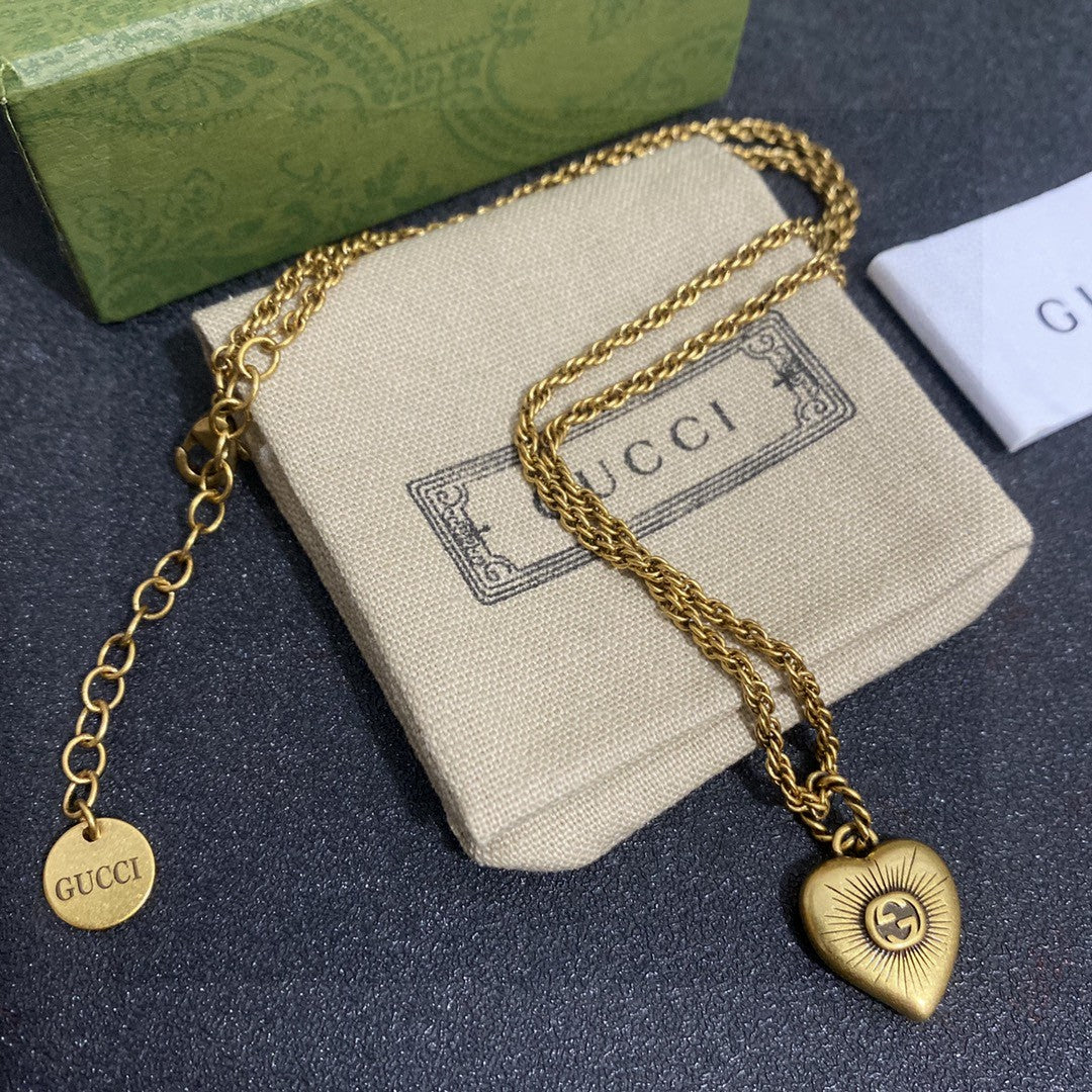 Geometric Emblem Pendant Necklace in Polished Metal-Tone – Vintage Detail – Design 005 close-up detail