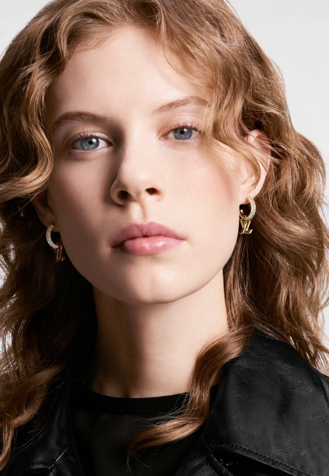 Letter Emblem Statement Earrings in Polished Metal-Tone front product view