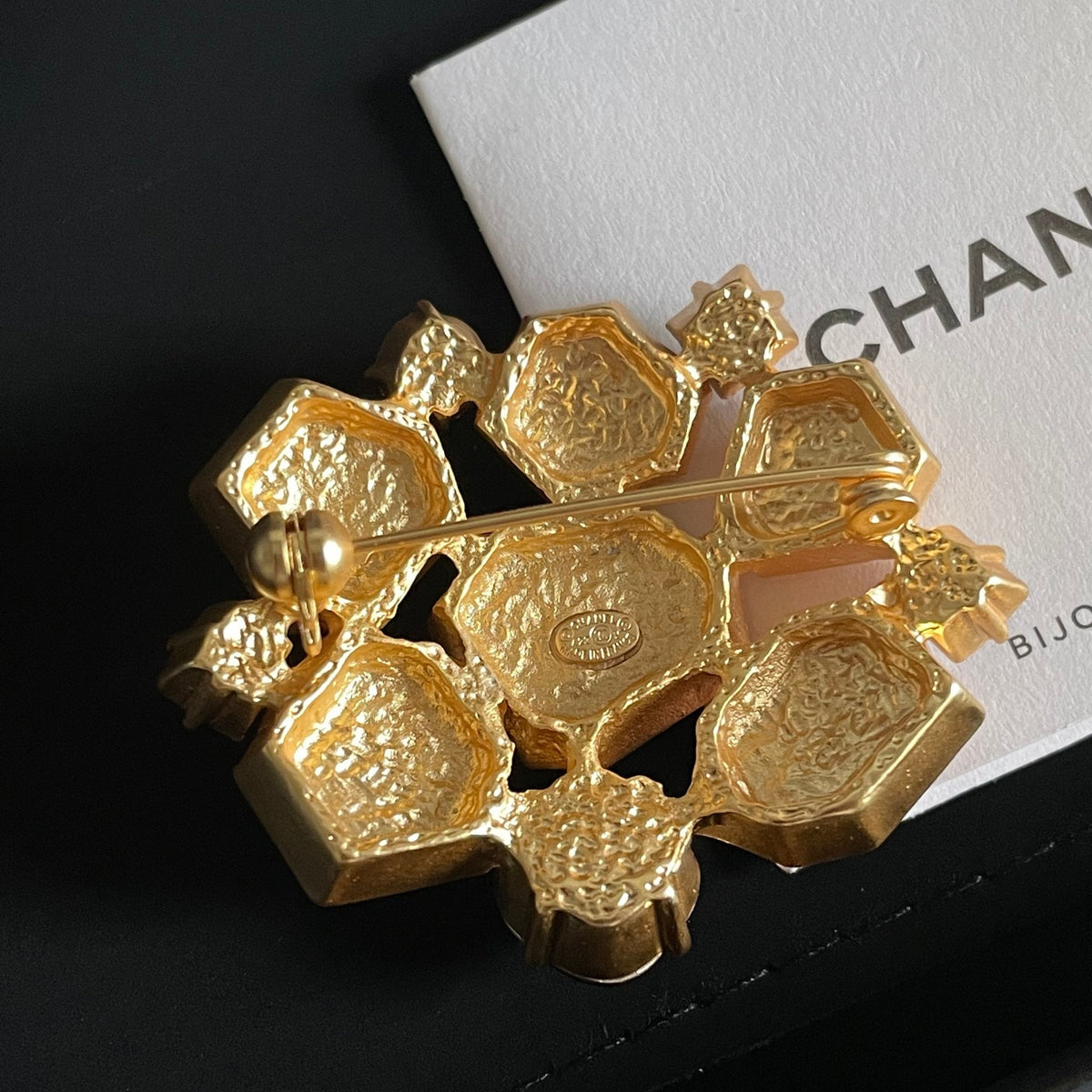 Double-C Emblem Brooch in Polished Metal-Tone – Design 076 styled product view