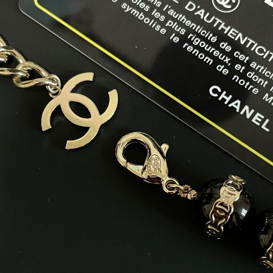 Double-C Emblem Pearl-Detail Pendant Necklace – Pearl Detail – Design 126 front product view