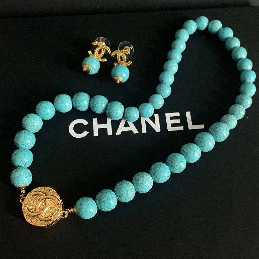 Double-C Emblem Pendant Necklace in Polished Metal-Tone – Design 081 styled product view