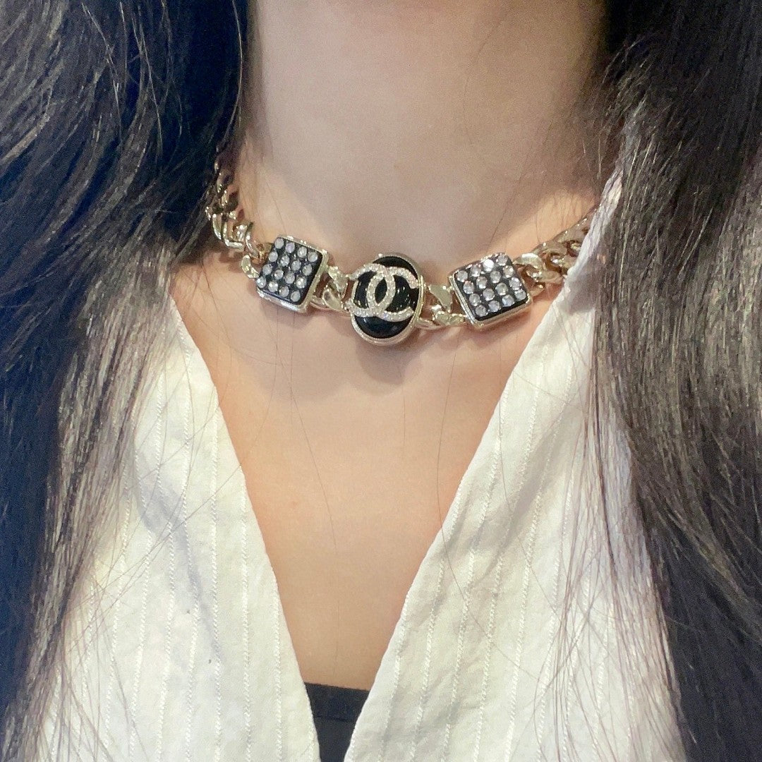 Double-C Emblem Crystal-Accent Pendant Necklace – Design 051 main product view