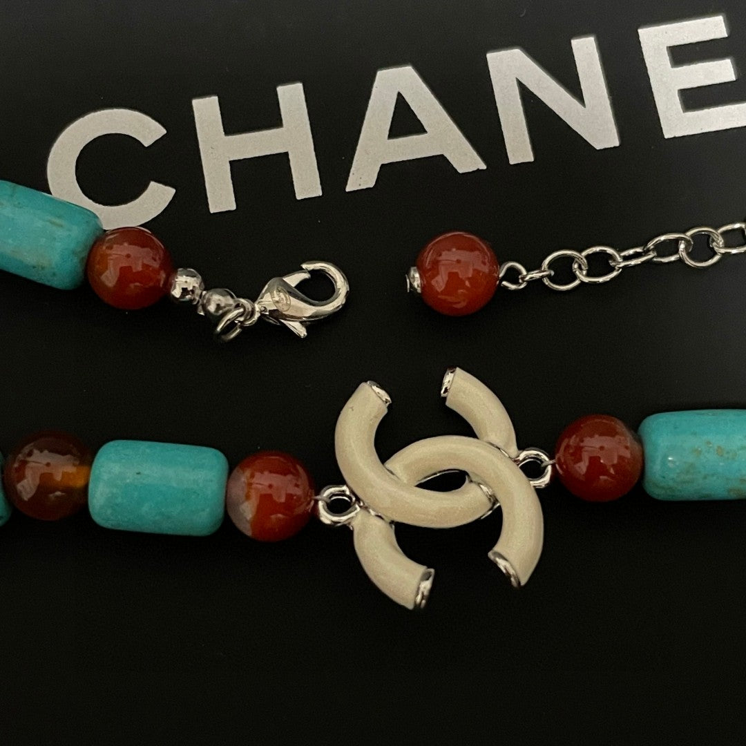 Double-C Emblem Pendant Necklace in Polished Metal-Tone – Design 080 styled product view