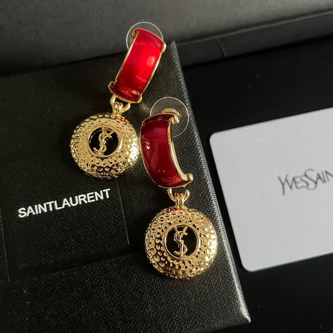 Letter Emblem Statement Earrings in Polished Metal-Tone main product view