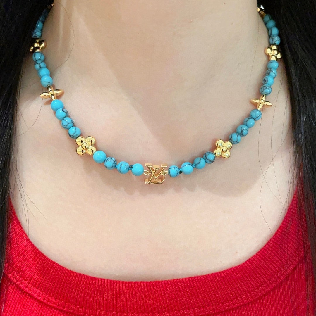 Geometric Emblem Pendant Necklace in Gold-Tone – Design 068 detail view