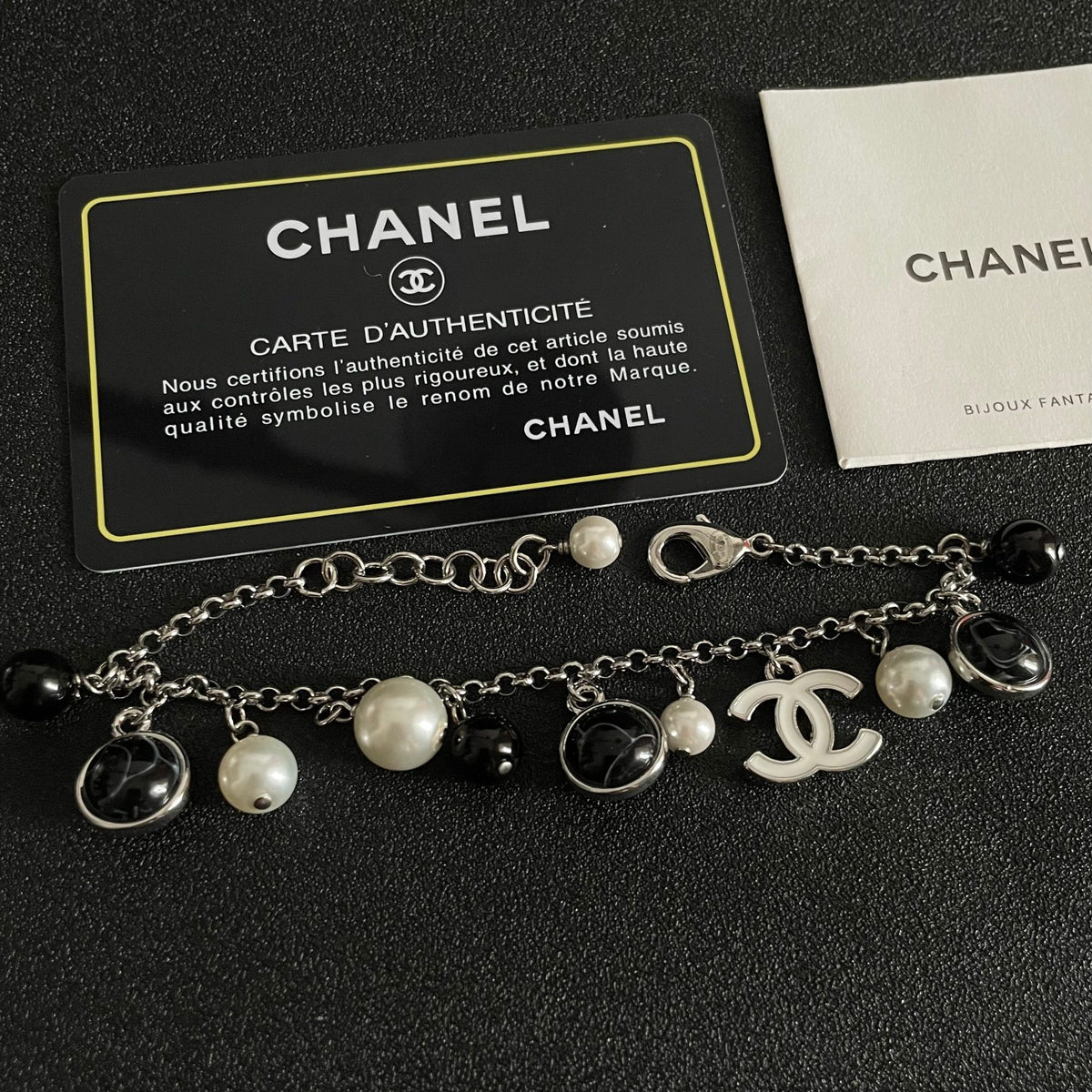 Signature Emblem Bracelet in Polished Metal-Tone – Black Detail – Design 003 main product view