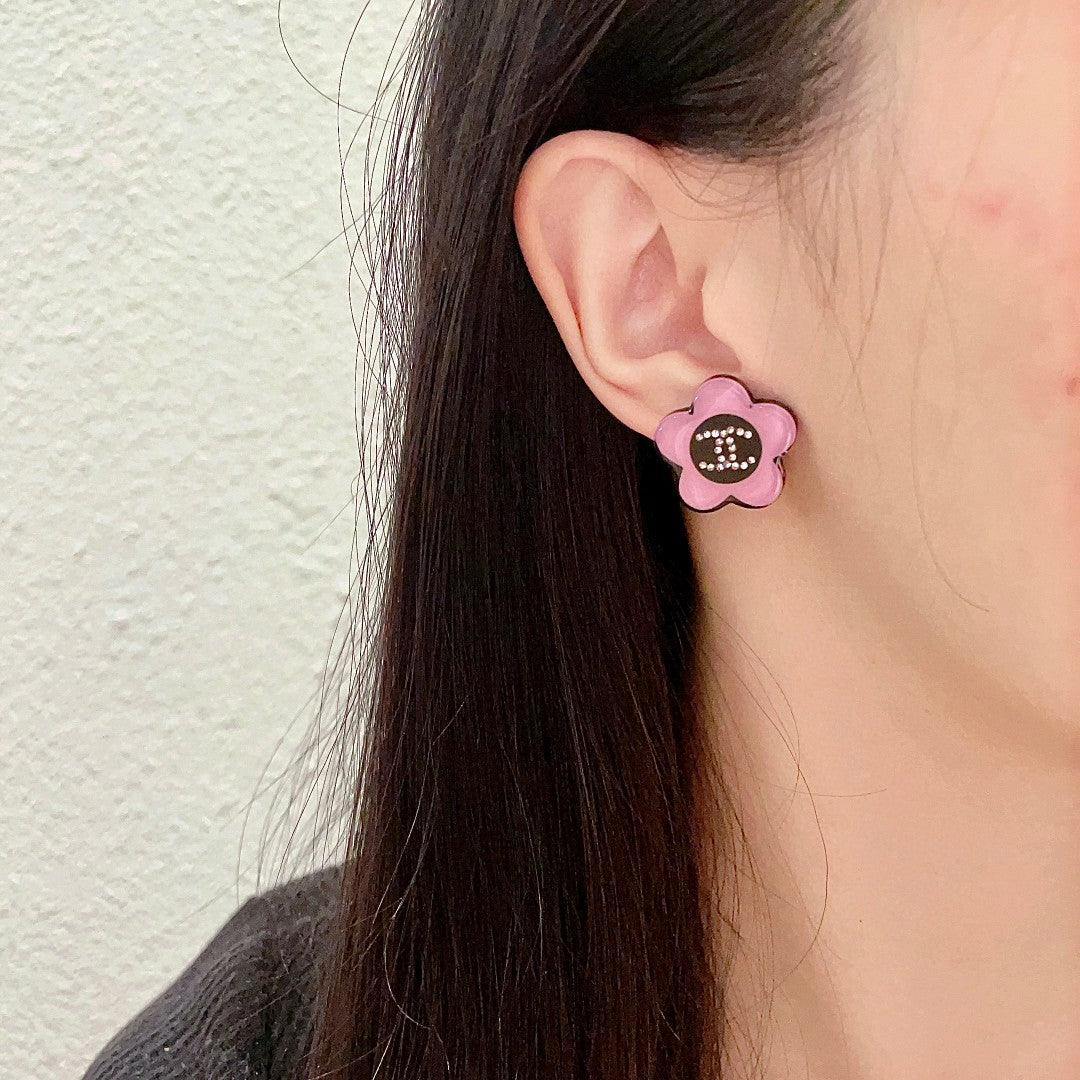 Camellia Crystal-Accent Stud Earrings – Camellia Detail detail view