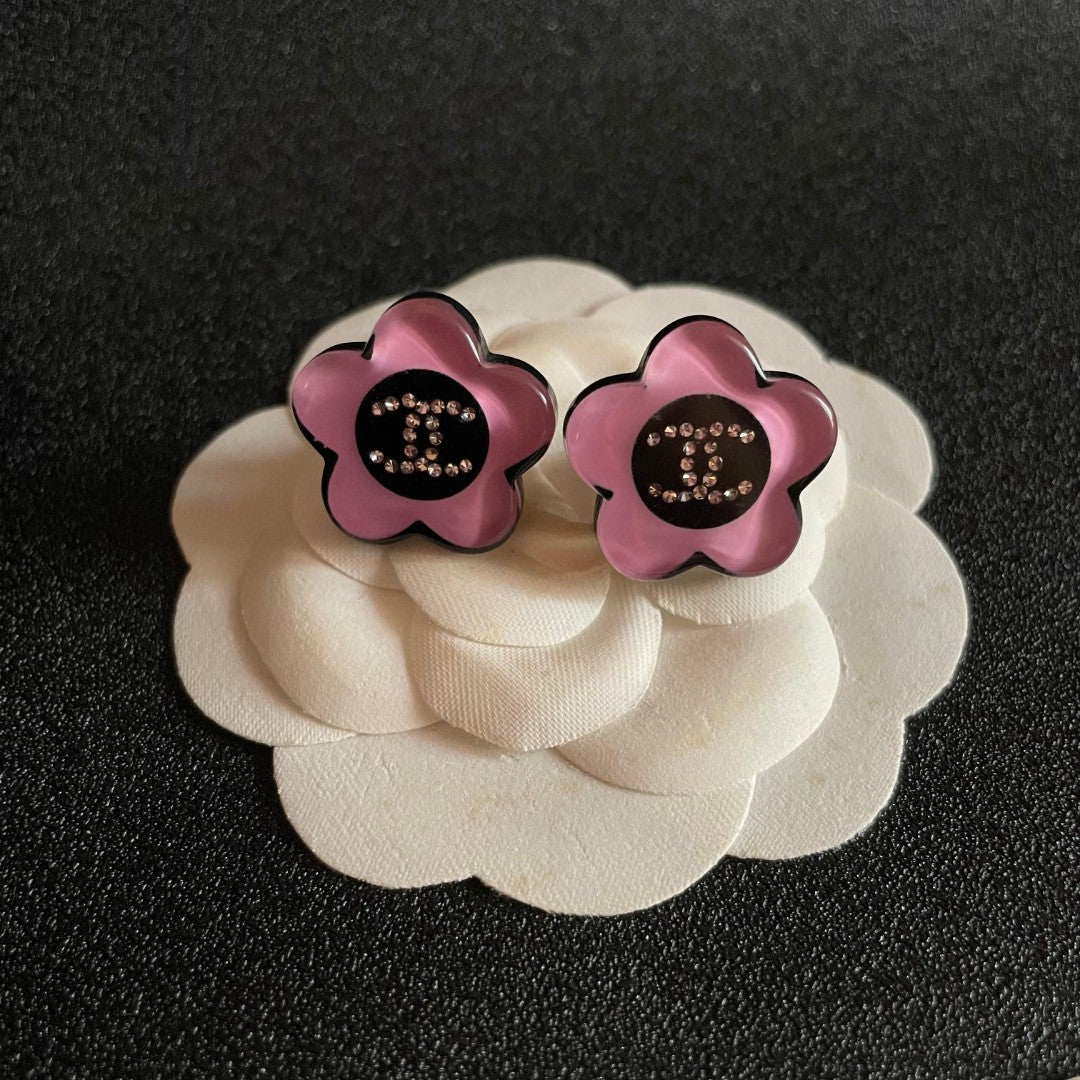 Camellia Crystal-Accent Stud Earrings – Camellia Detail front product view