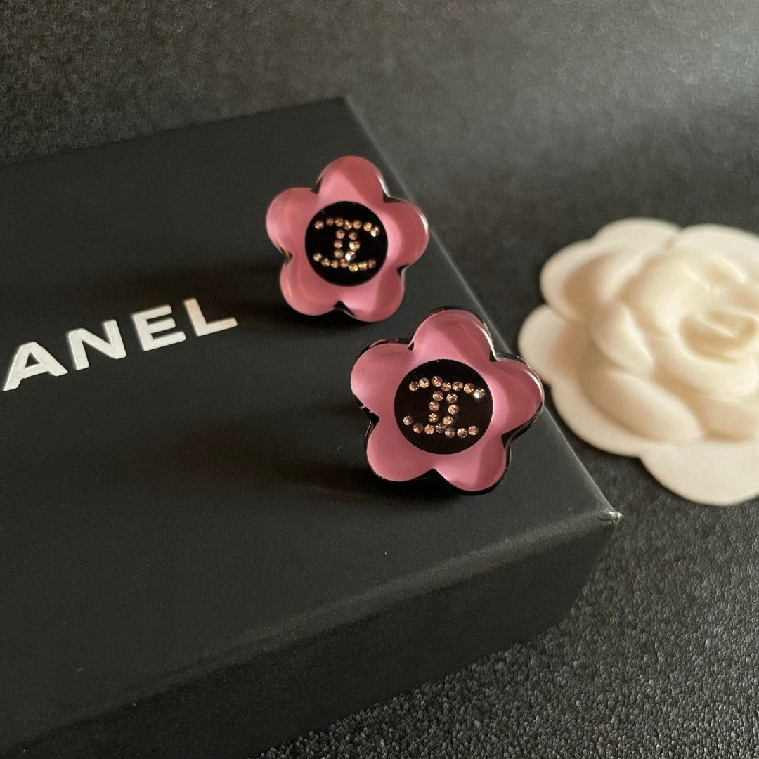 Camellia Crystal-Accent Stud Earrings – Camellia Detail detail view