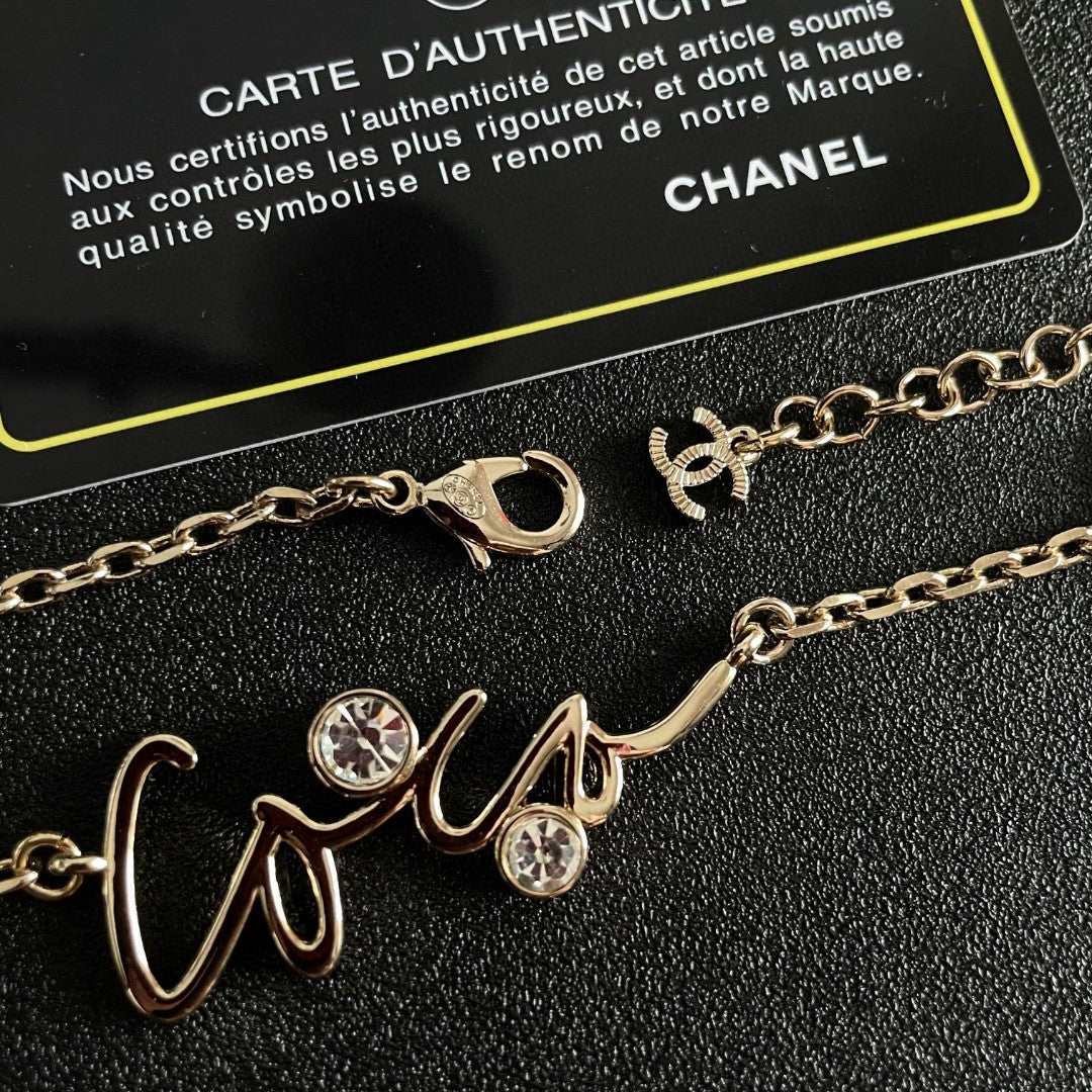 Double-C Emblem Pendant Necklace in Polished Metal-Tone – Design 062 main product view