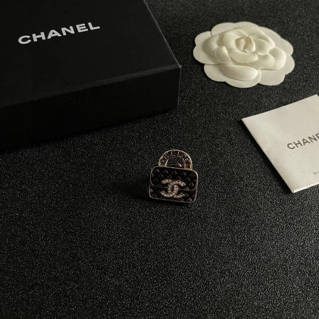 Double-C Emblem Brooch in Polished Metal-Tone – Design 069 styled product view