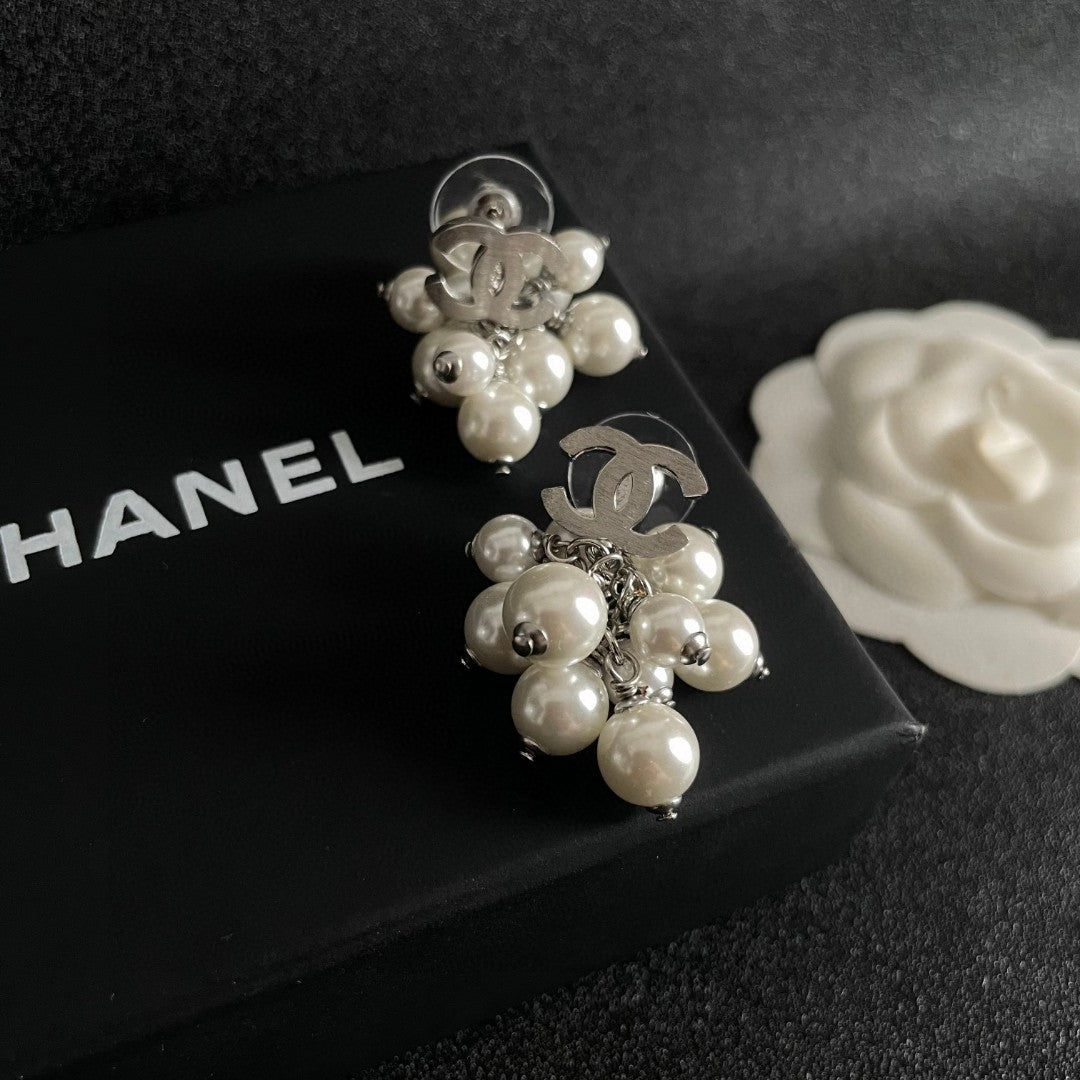Double-C Emblem Statement Earrings in Polished Metal-Tone – Design 056 detail view