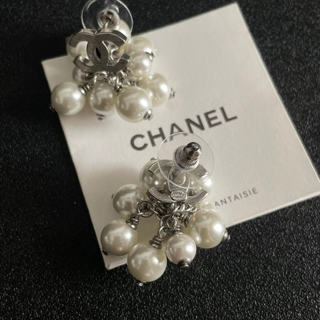 Double-C Emblem Statement Earrings in Polished Metal-Tone – Design 056 main product view
