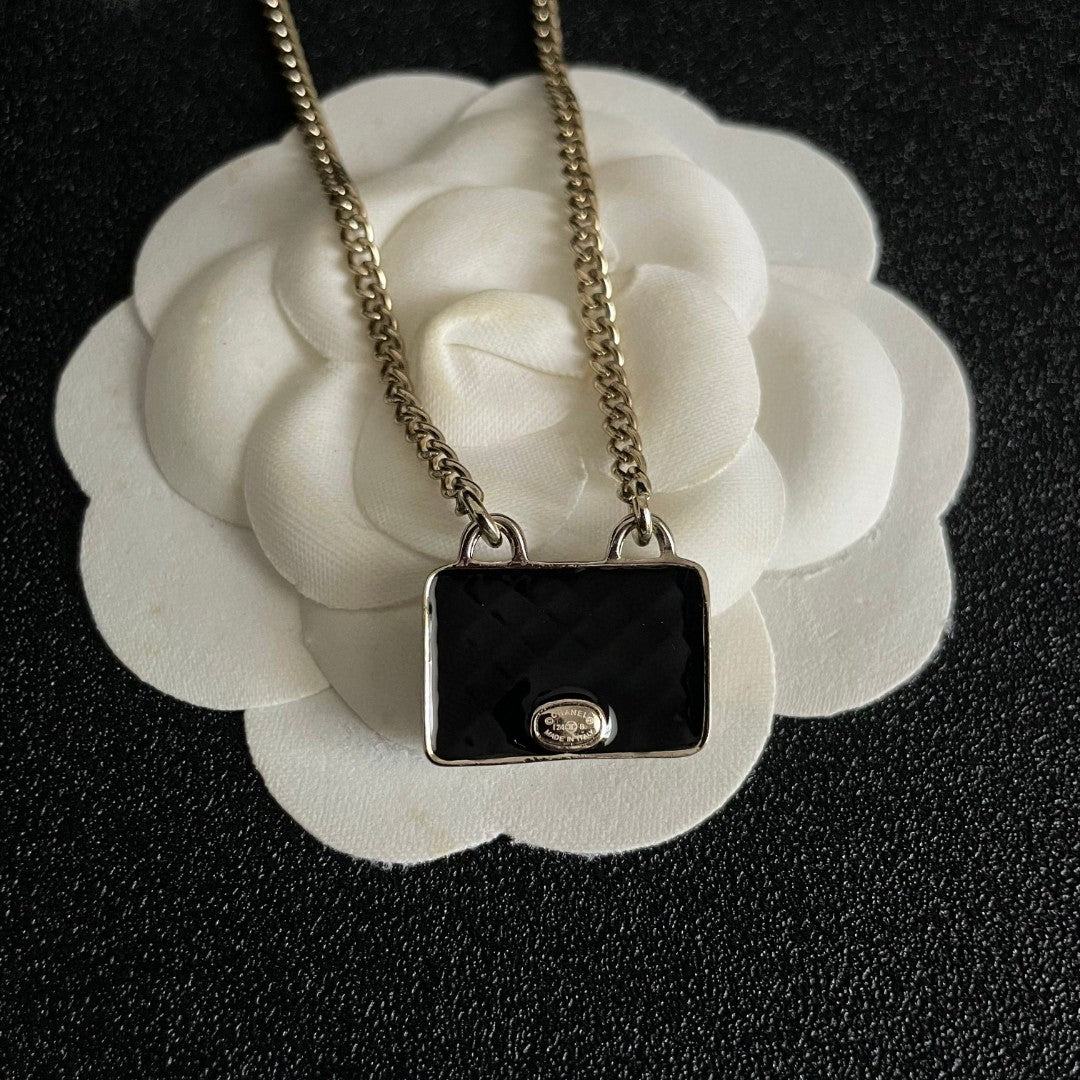 Double-C Emblem Pendant Necklace in Polished Metal-Tone – Design 056 main product view