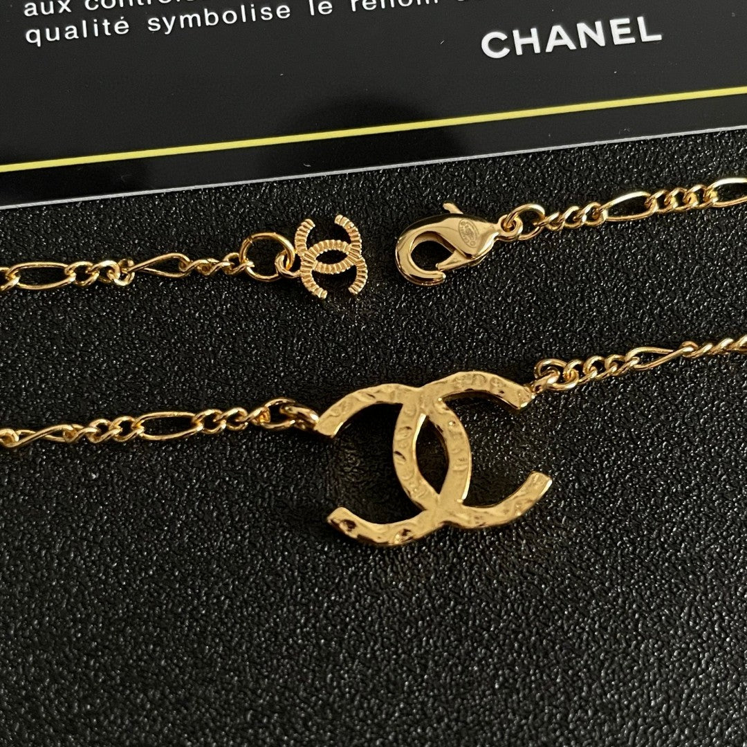 Double-C Emblem Pendant Necklace in Polished Metal-Tone – Design 051 main product view