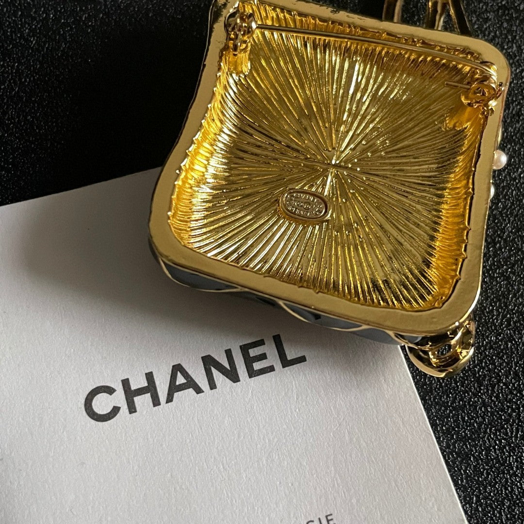 Double-C Emblem Brooch in Polished Metal-Tone – Design 053 styled product view