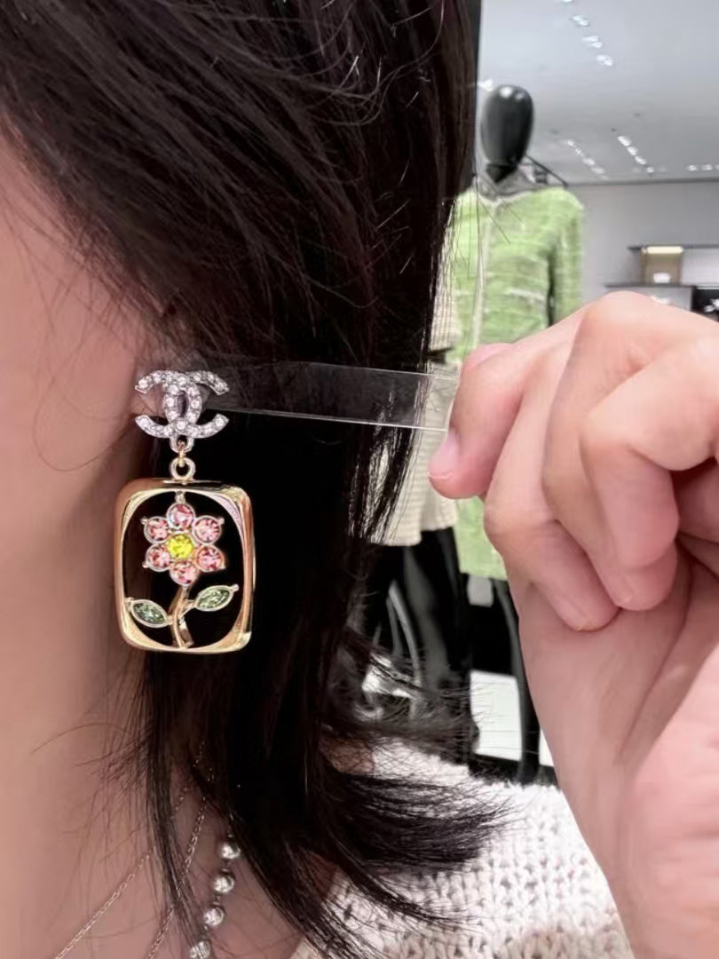 Letter Crystal-Accent Stud Earrings – Design 003 main product view