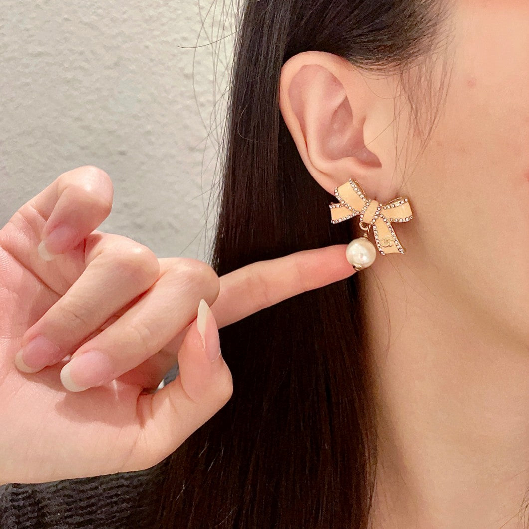 Double-C Emblem Statement Earrings in Polished Metal-Tone – Design 039 front product view