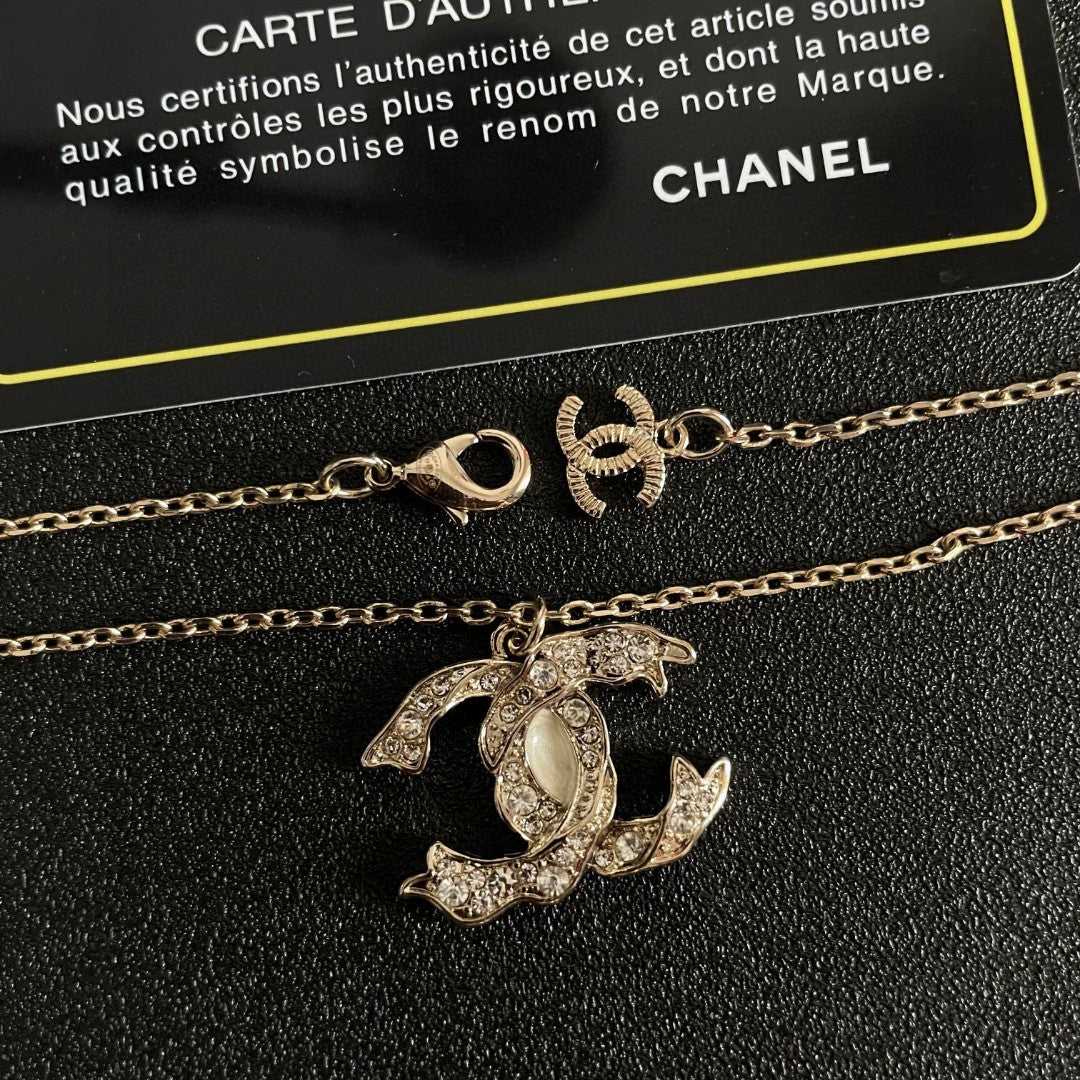 Double-C Emblem Crystal-Accent Pendant Necklace – Design 028 main product view