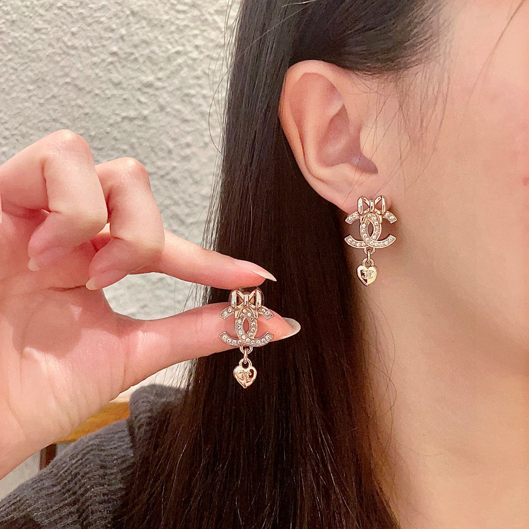 Double-C Emblem Crystal-Accent Statement Earrings – Design 019 main product view