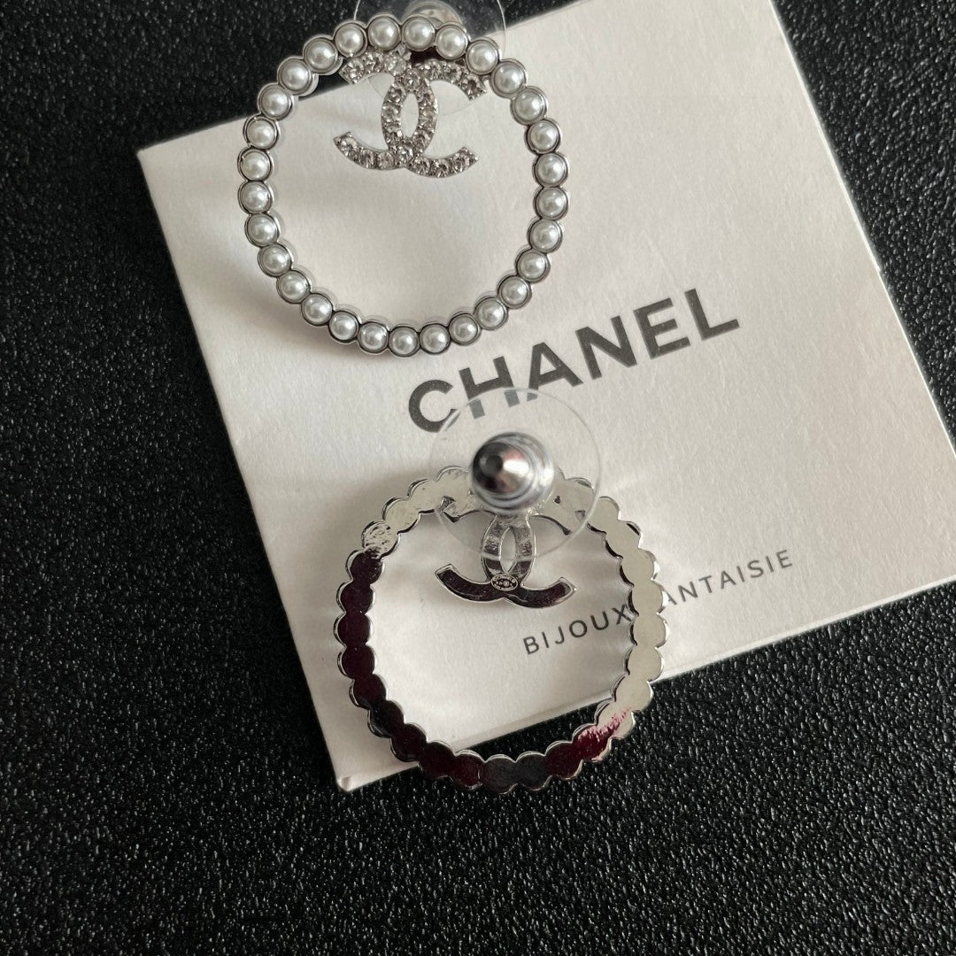 Double-C Emblem Crystal-Accent Stud Earrings – Design 027 main product view