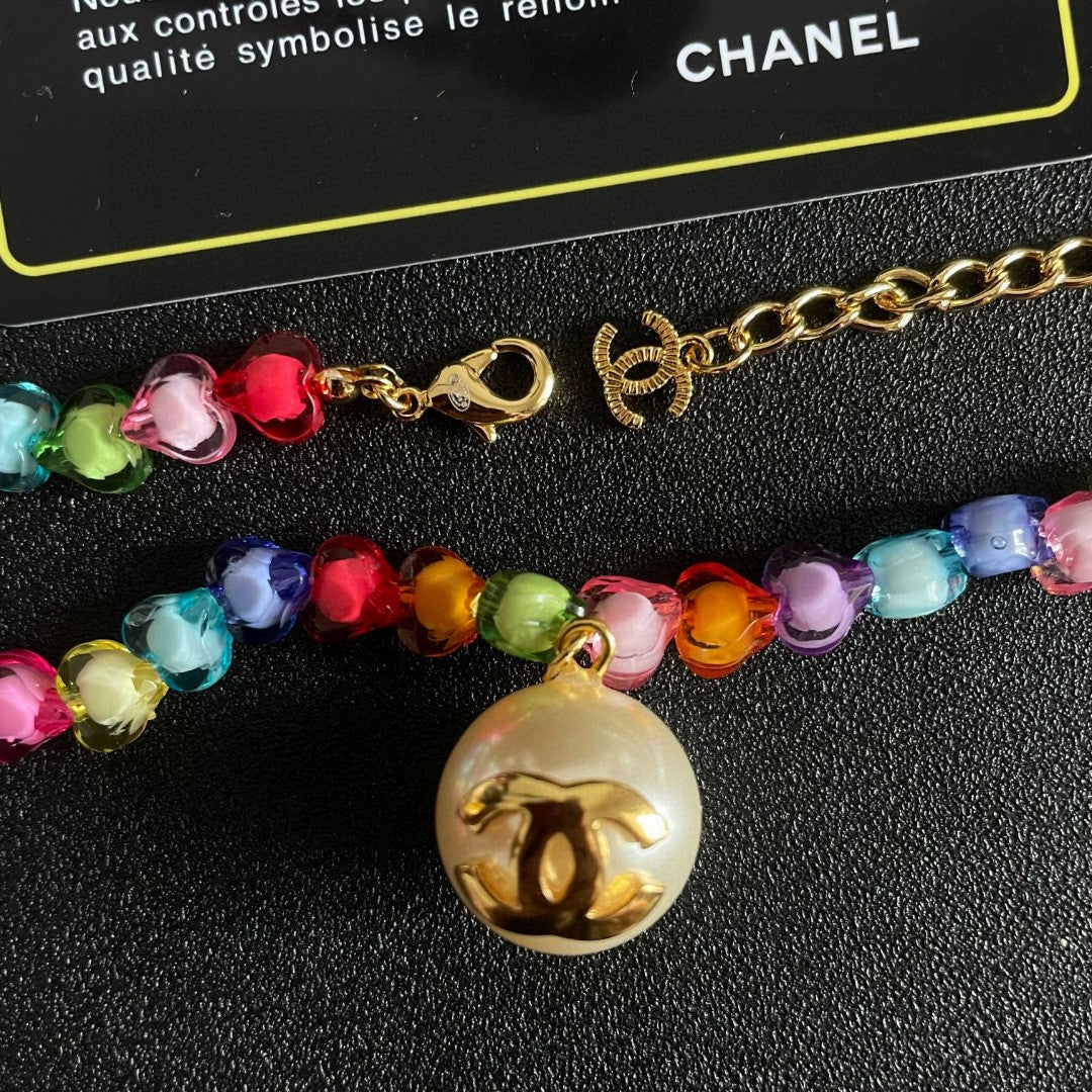 Double-C Emblem Pearl-Detail Pendant Necklace – Pearl Detail – Design 050 main product view