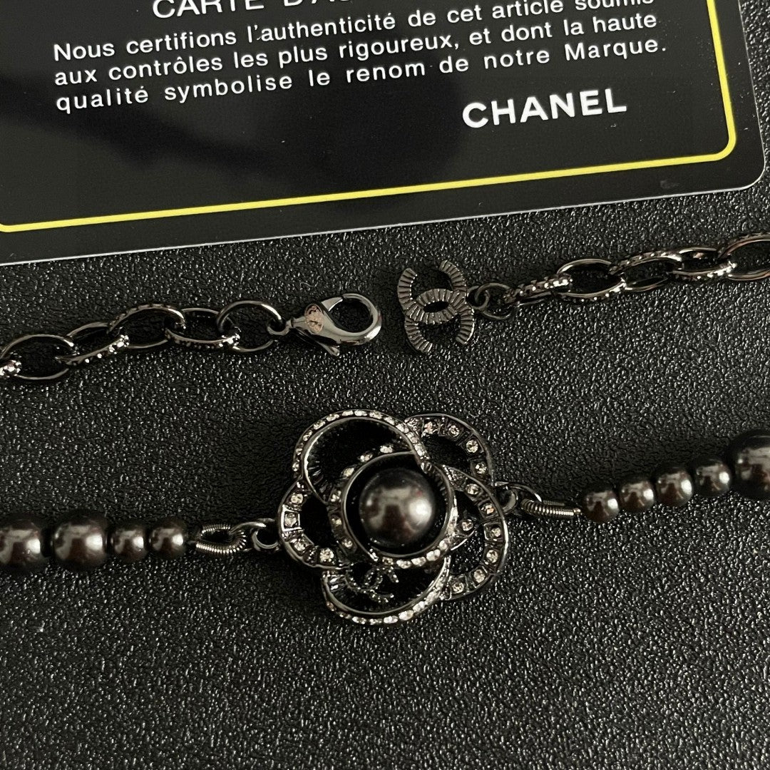 Camellia Pendant Necklace in Black-Tone main product view