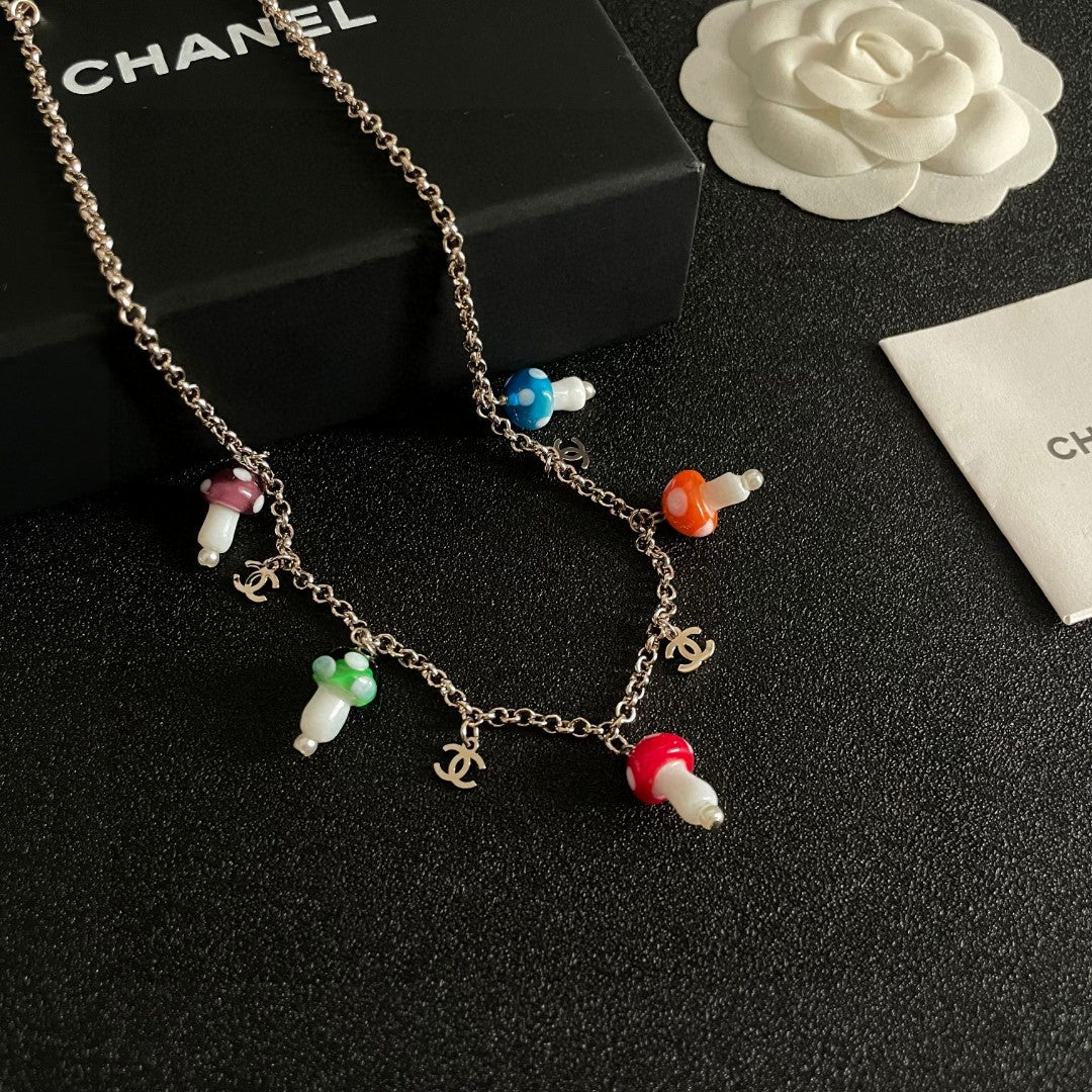 Double-C Emblem Pendant Necklace in Polished Metal-Tone – Design 027 styled product view