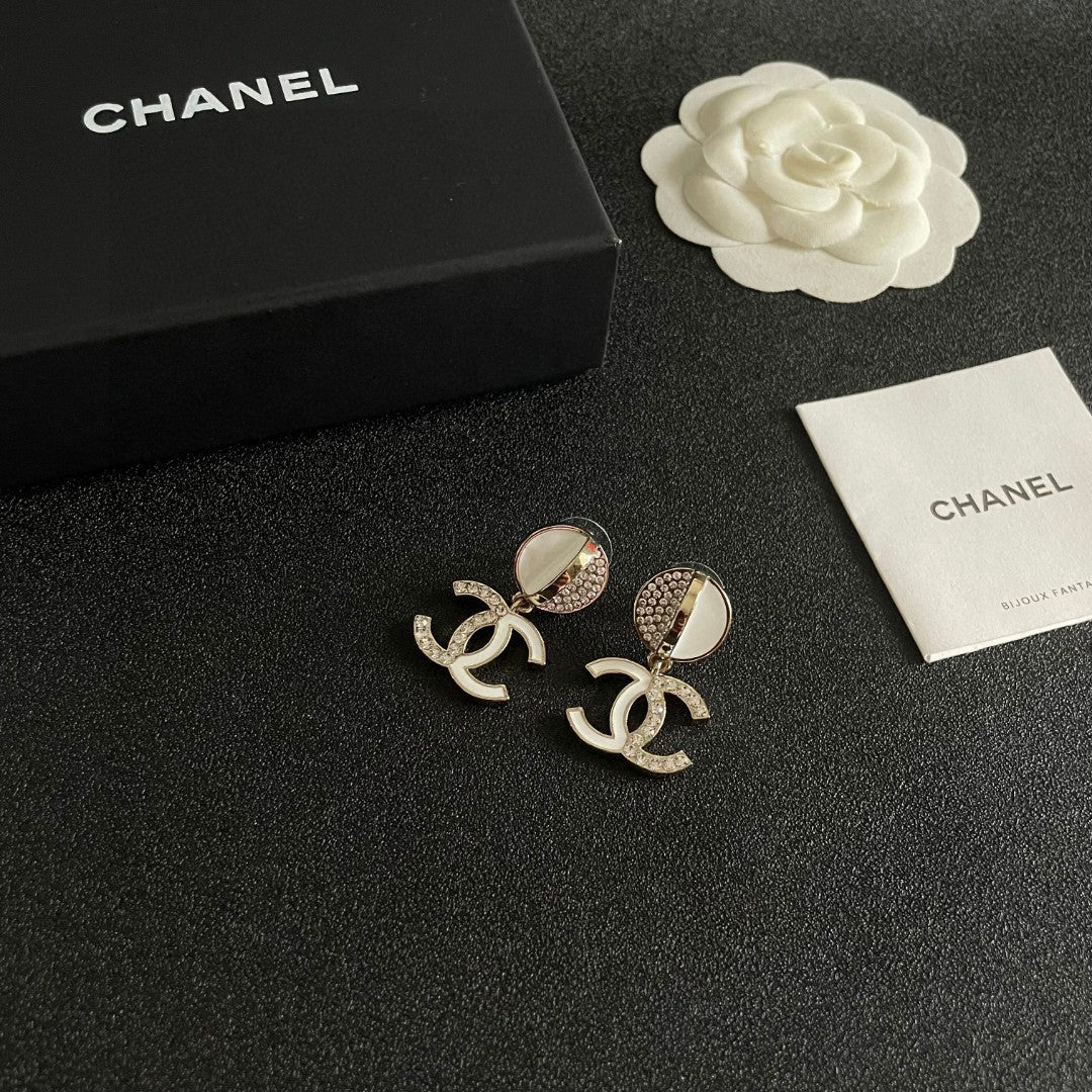 Double-C Emblem Crystal-Accent Statement Earrings – Design 018 main product view