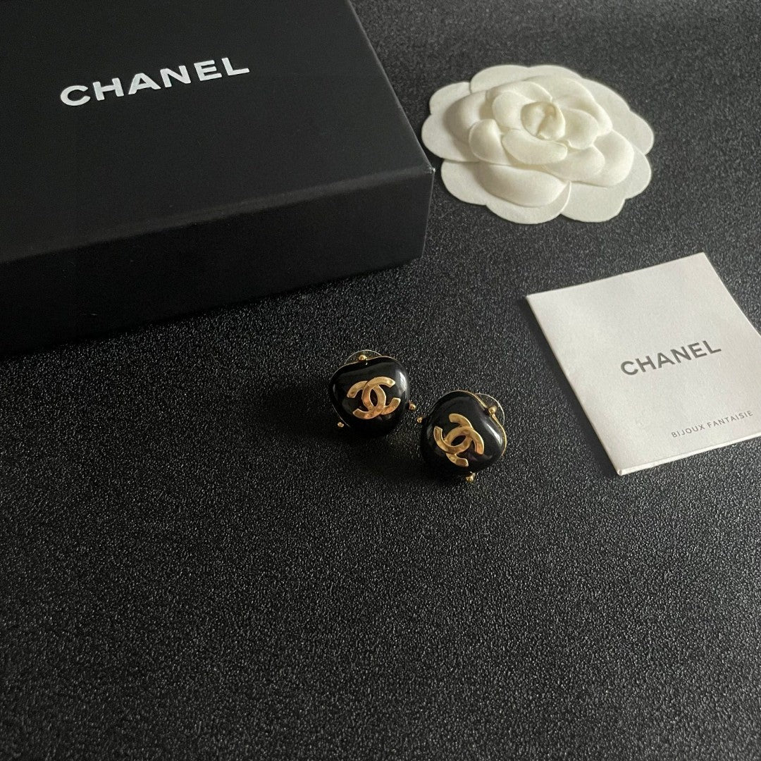 Double-C Emblem Pearl-Detail Stud Earrings – Pearl Detail – Design 009 styled product view