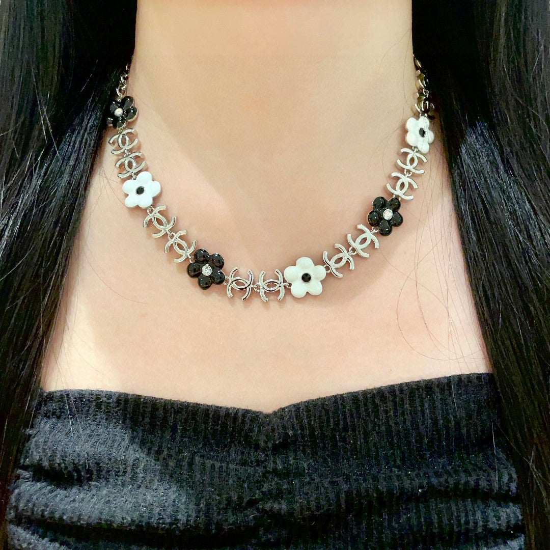 Camellia Pendant Necklace in Polished Metal-Tone – Camellia Detail – Design 014 detail view