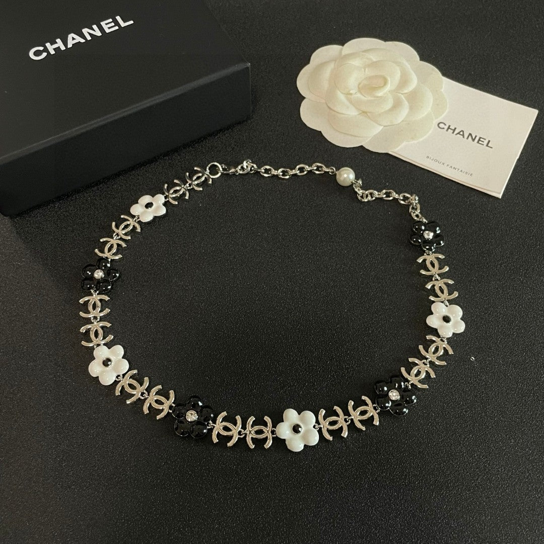 Camellia Pendant Necklace in Polished Metal-Tone – Camellia Detail – Design 014 detail view