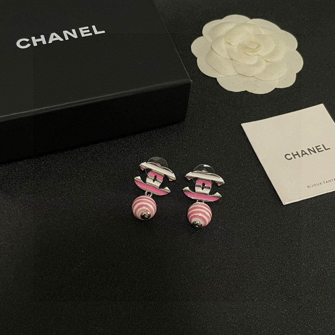 Double-C Emblem Statement Earrings in Polished Metal-Tone – Design 020 styled product view