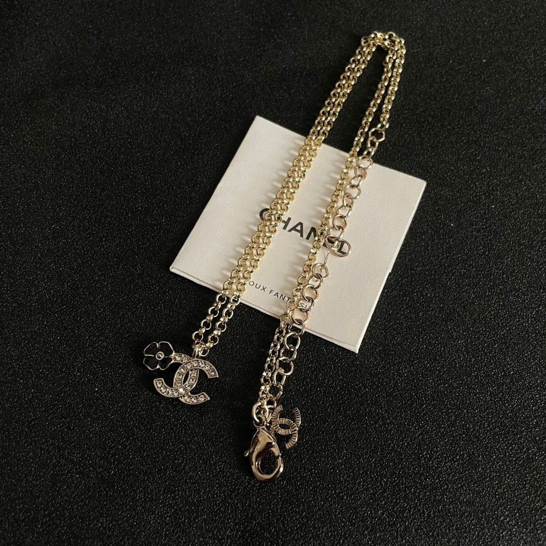 Camellia Pendant Necklace in Polished Metal-Tone – Camellia Detail – Design 013 detail view