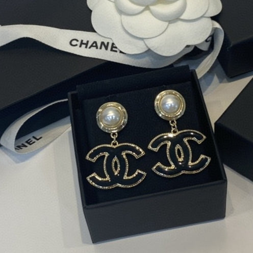Letter Pearl-Detail Stud Earrings – Pearl Detail – Design 003 main product view