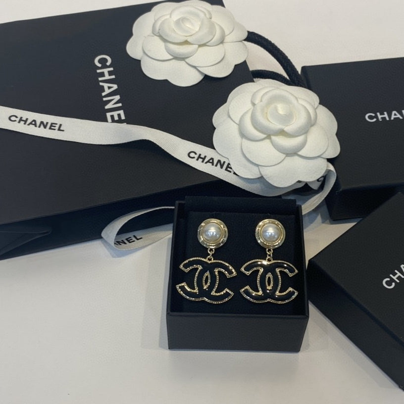Letter Pearl-Detail Stud Earrings – Pearl Detail – Design 003 styled product view