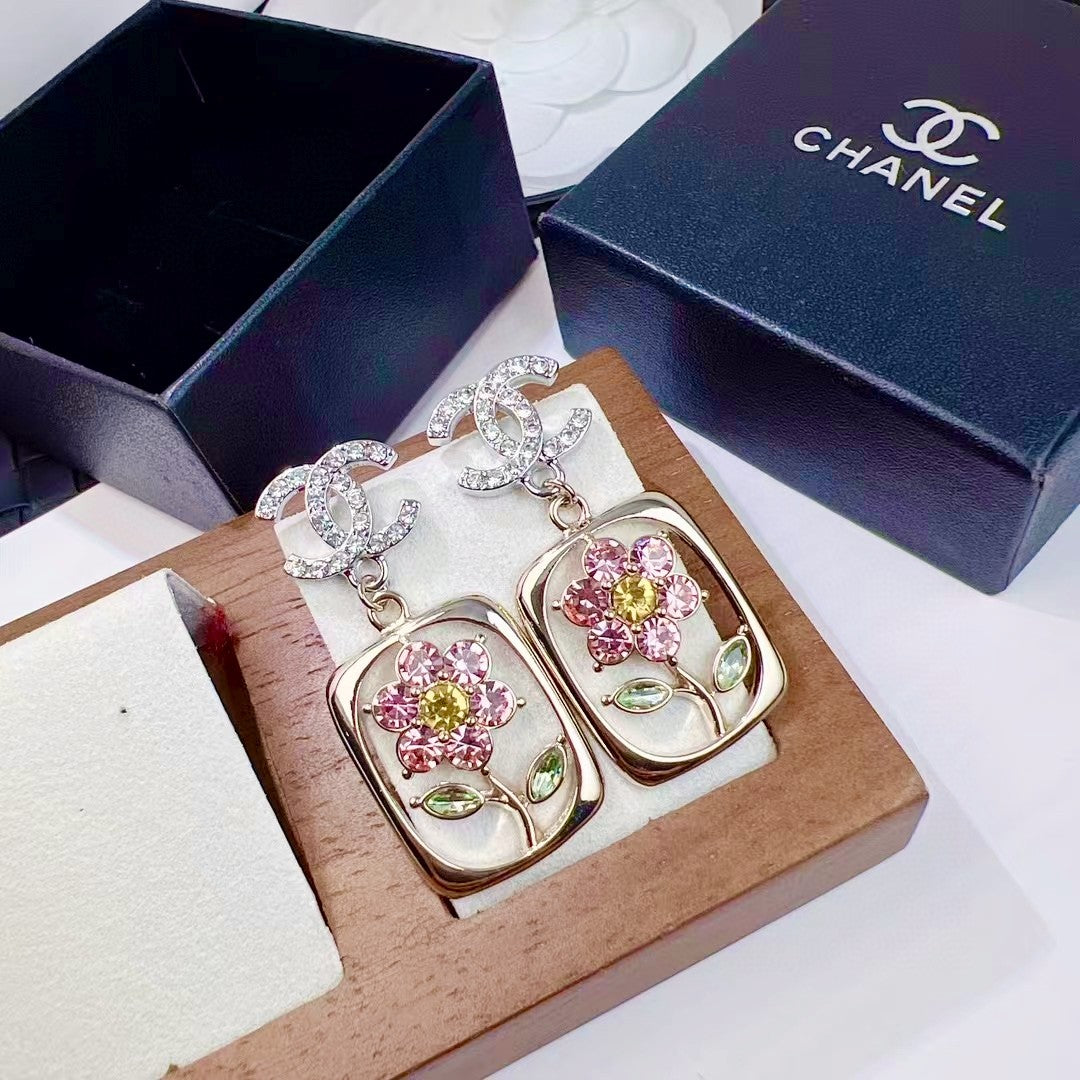 Letter Crystal-Accent Stud Earrings – Design 003 main product view